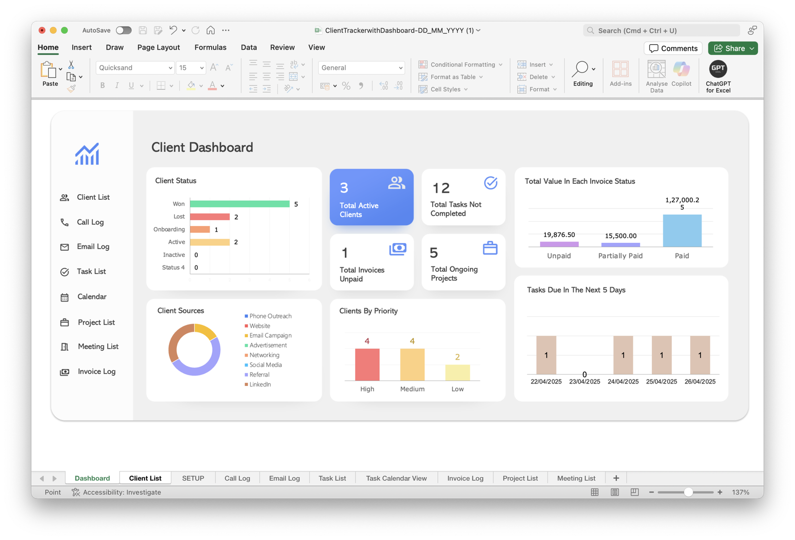 Client Tracker Dashboard Preview
